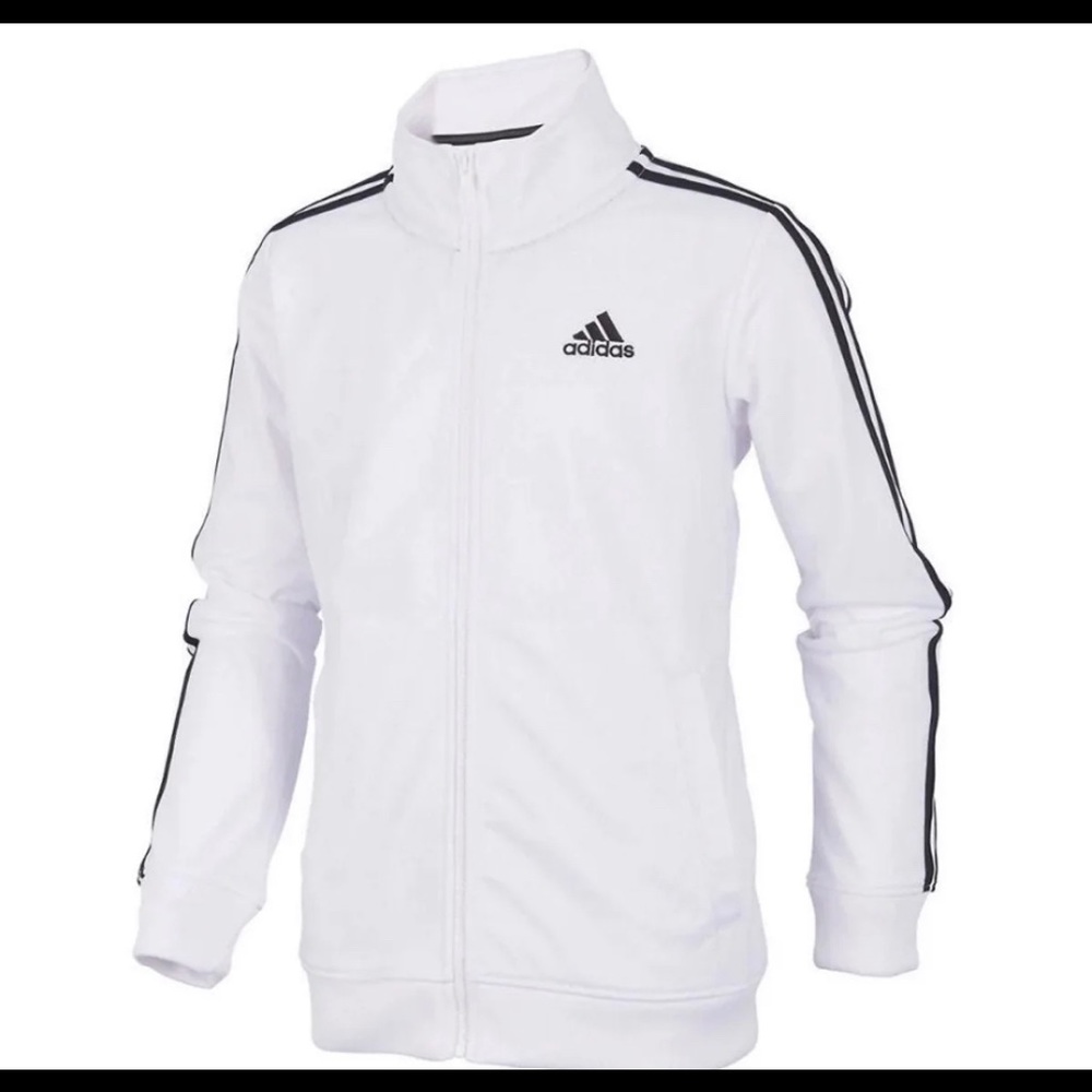 Boys White Adidas Track Jacket